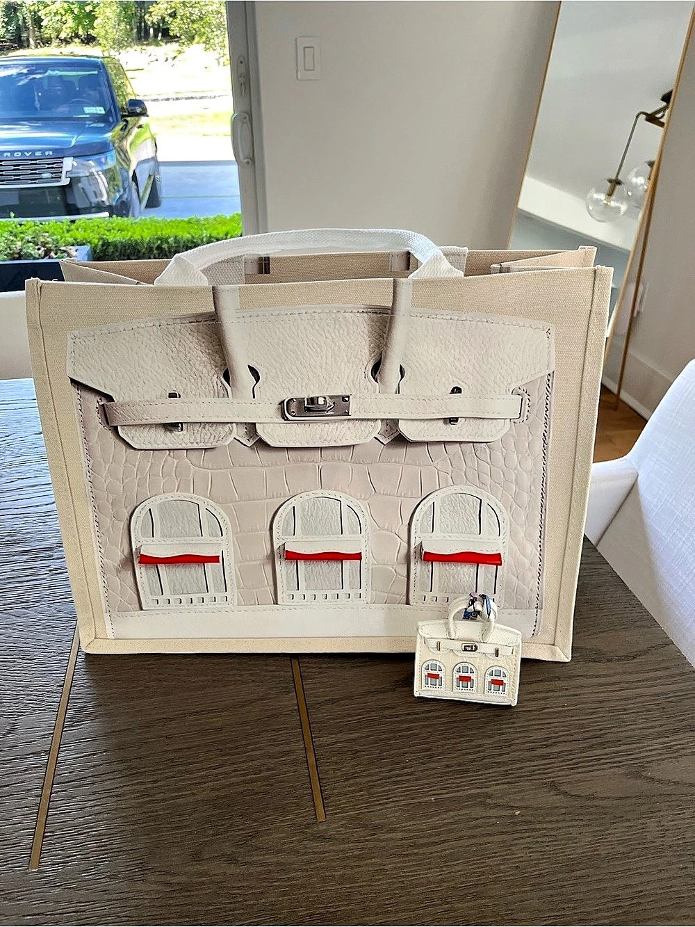Crocodile-Embossed Tote in White